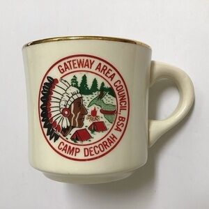 Boy Scouts VTG BSA Mug Cup Gateway Area Council Camp Decorah Wisconsin WI Gold